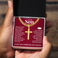 Cuban Chain with Cross Necklace - To My Son "Stay Strong"
