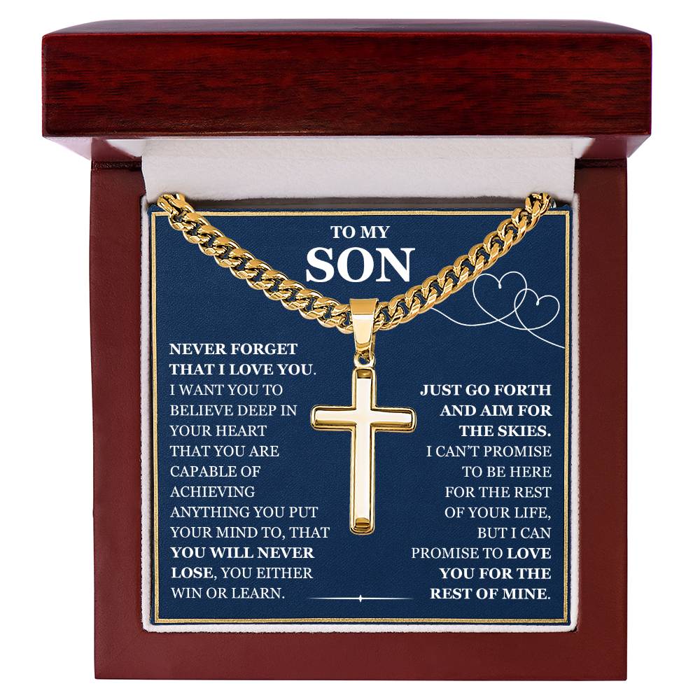 To My Son - Artisan Cross with Cuban Link Chain
