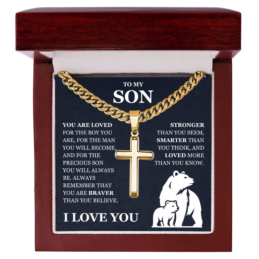 To My Son - Artisan Cross with Cuban Link Chain