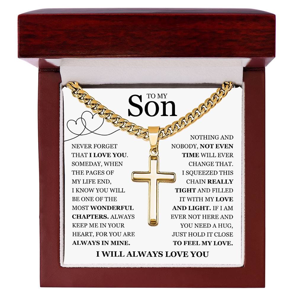 To My Son - Artisan Cross with Cuban Link Chain