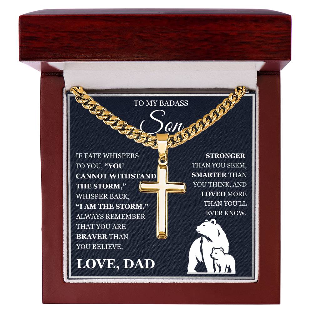 To My Son - Artisan Cross with Cuban Link Chain
