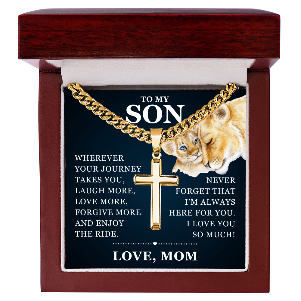 Artisan Cross with Cuban Link Chain - To My Son "I Love You So Much"
