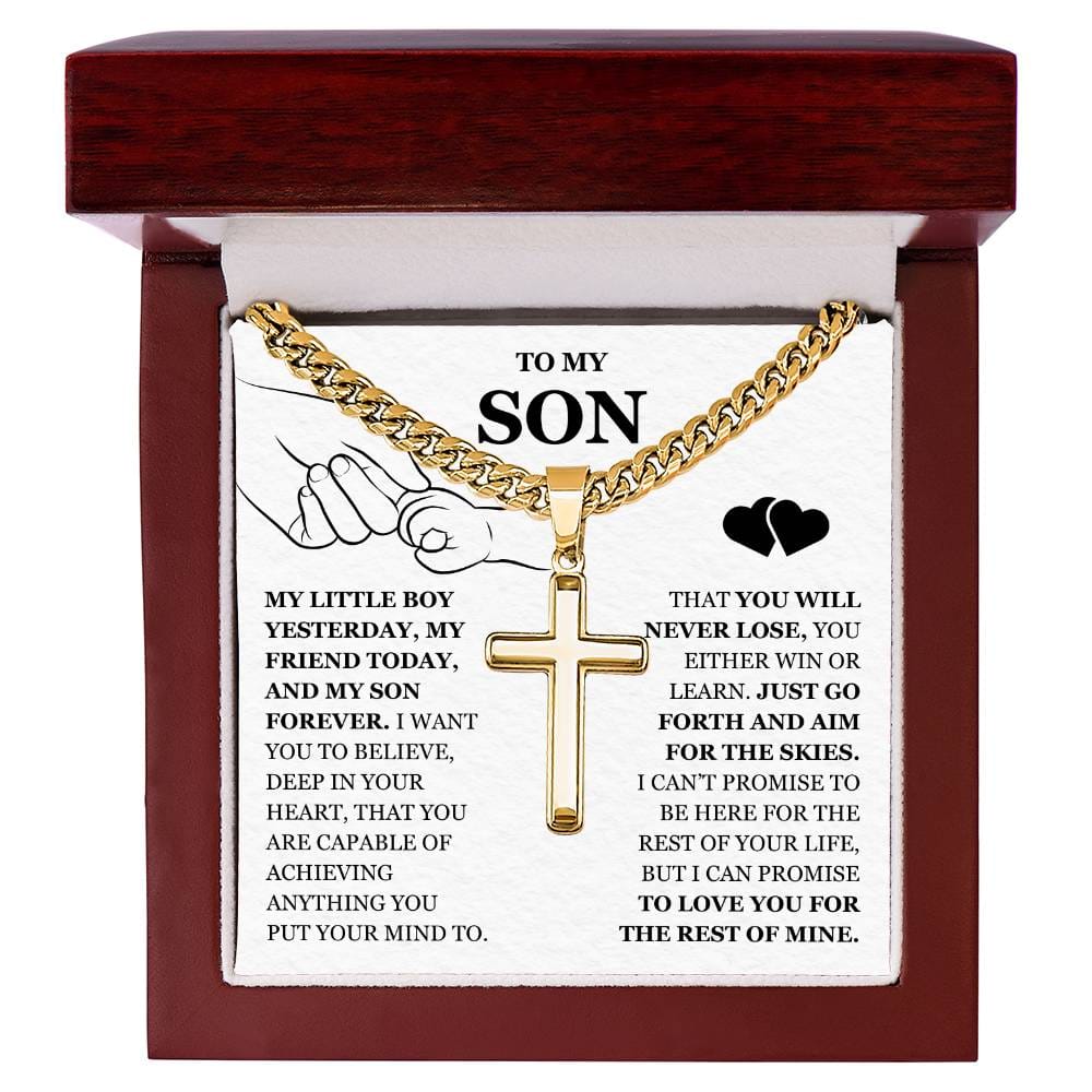 To My Son - Artisan Cross with Cuban Link Chain