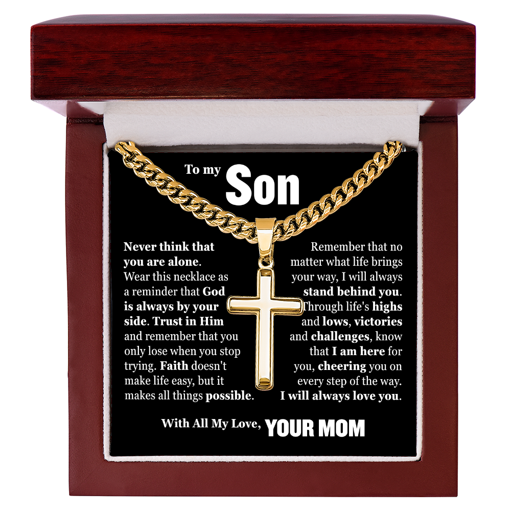 Cross Cuban Link Chain - To My Son "Trust in Him"