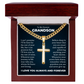 Cross Cuban Link Chain - To My Grandson "Always Be Brave and Strong"