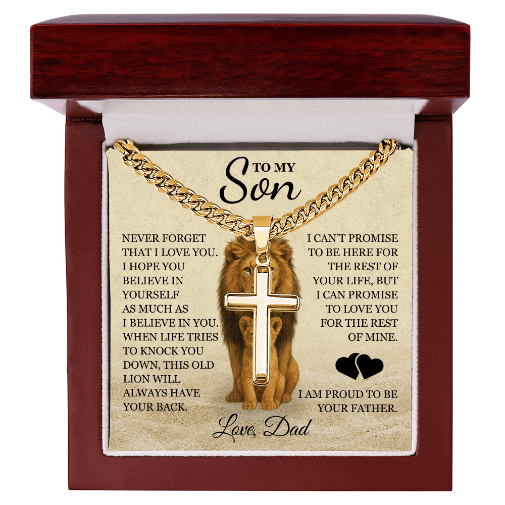 To My Son - Artisan Cross with Cuban Link Chain