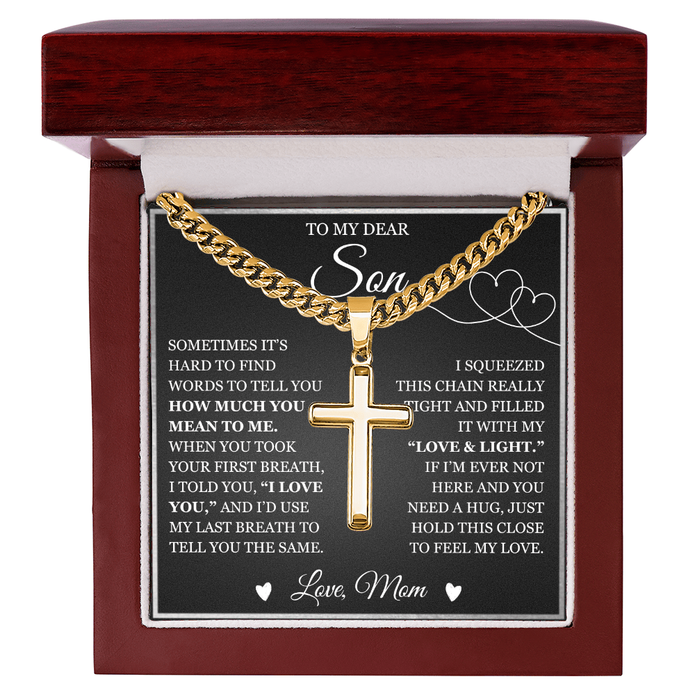 To My Son - Artisan Cross with Cuban Link Chain