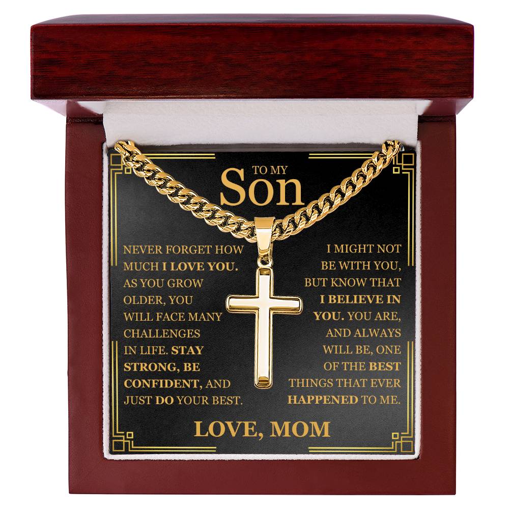 To My Son - Artisan Cross with Cuban Link Chain