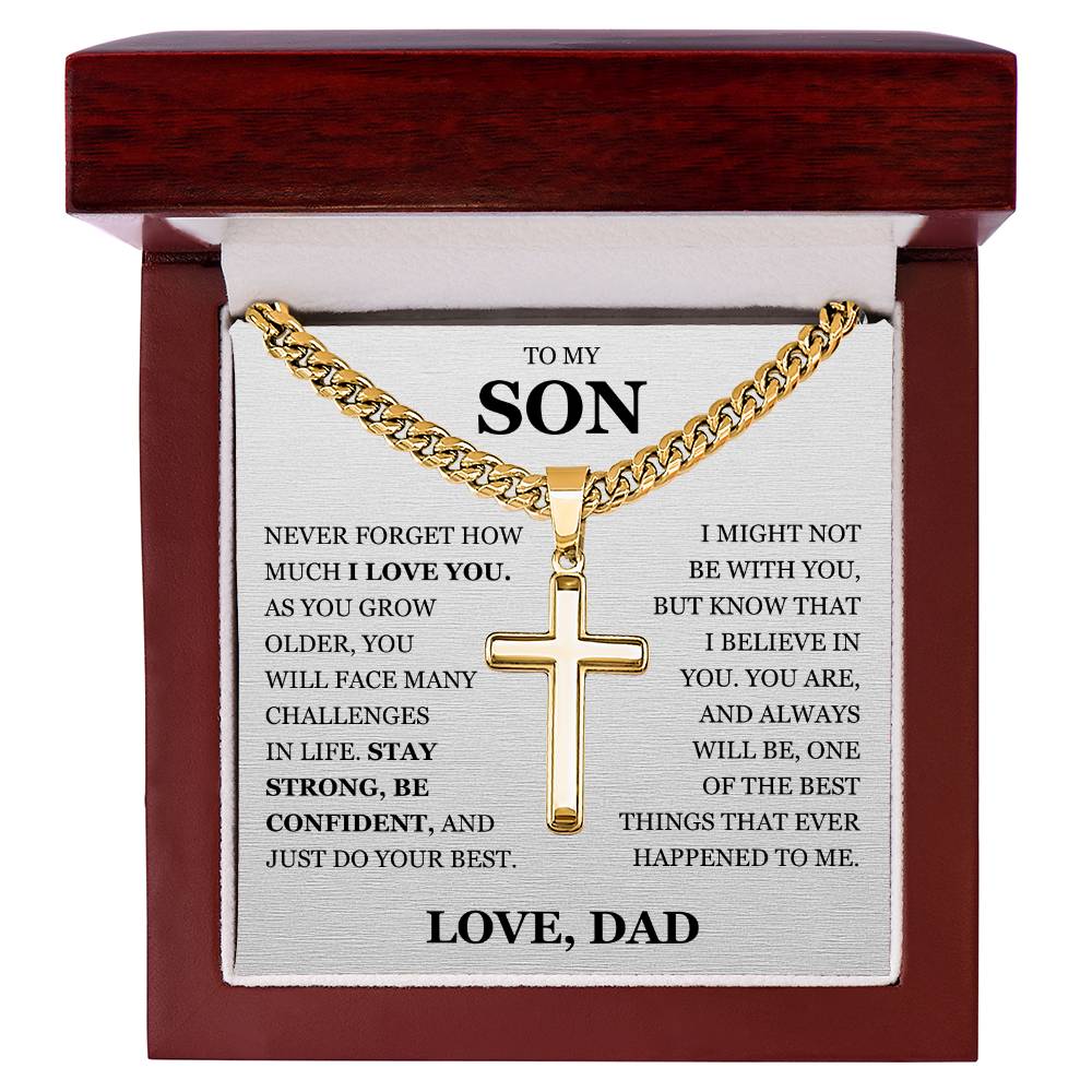 To My Son - Artisan Cross with Cuban Link Chain