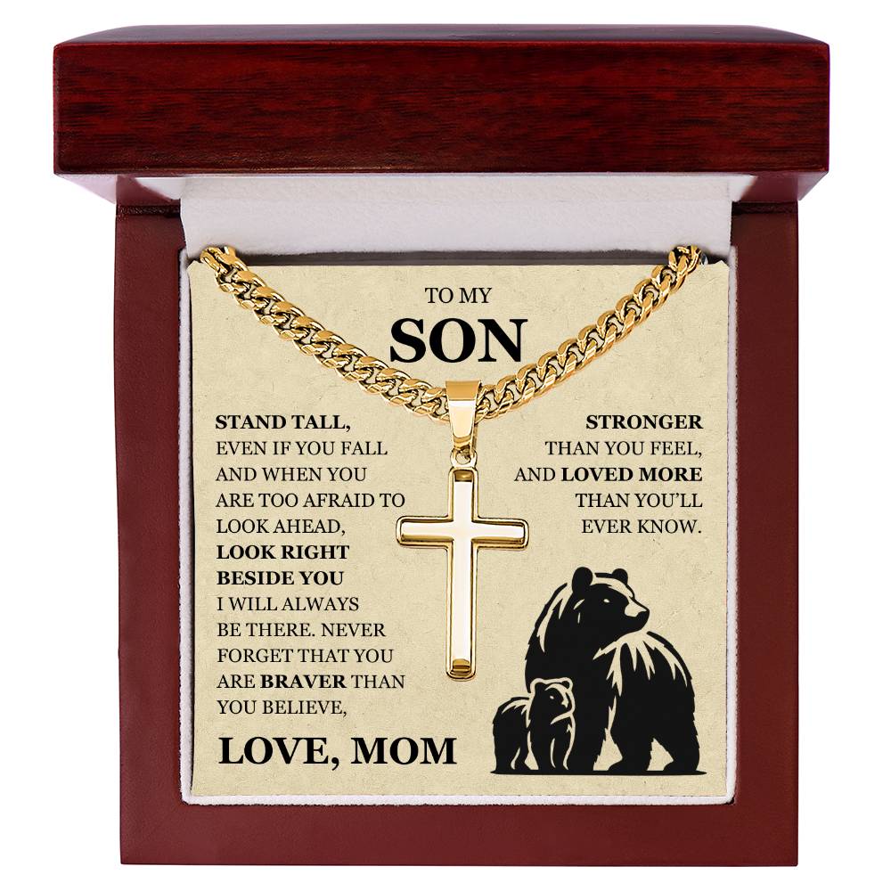 To My Son - Artisan Cross with Cuban Link Chain