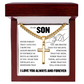 Cross Cuban Link Chain - To My Son "Never Forget That I Love You"