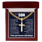 Cross Cuban Link Chain - To My Son "Never Forget How Much I Love You"