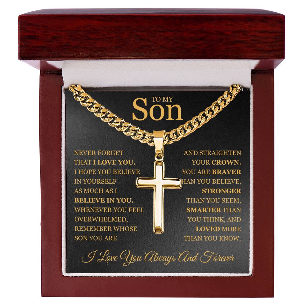 To My Son - Artisan Cross with Cuban Link Chain