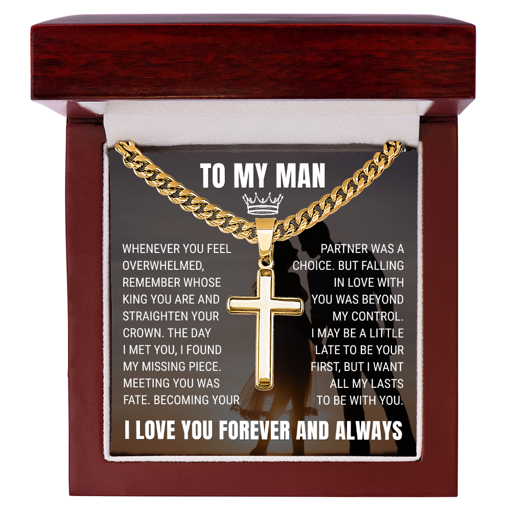 Cross Cuban Link Chain - To My Husband "I Found My Missing Piece"
