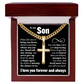 Cross Cuban Link Chain - To My Son "Never Give Up"