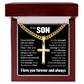 Cross Cuban Link Chain - To My Son "Never Feel That You Are Alone"