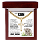 Cross Cuban Link Chain - To My Son "Chase Your Dreams With Courage"