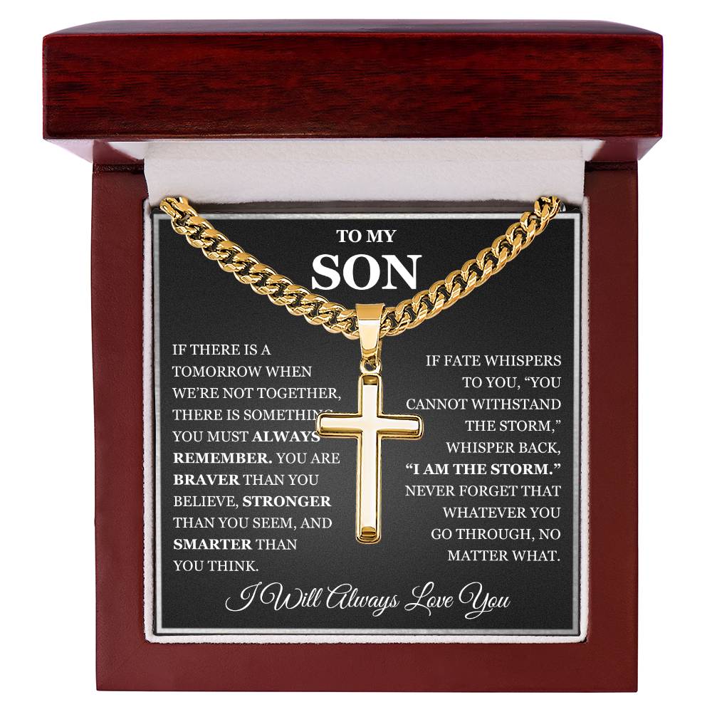 To My Son - Artisan Cross with Cuban Link Chain