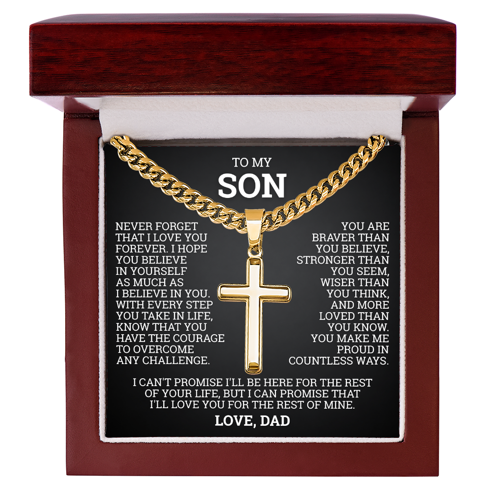 Cross Cuban Link Chain - To My Son "I Hope You Believe In Yourself"