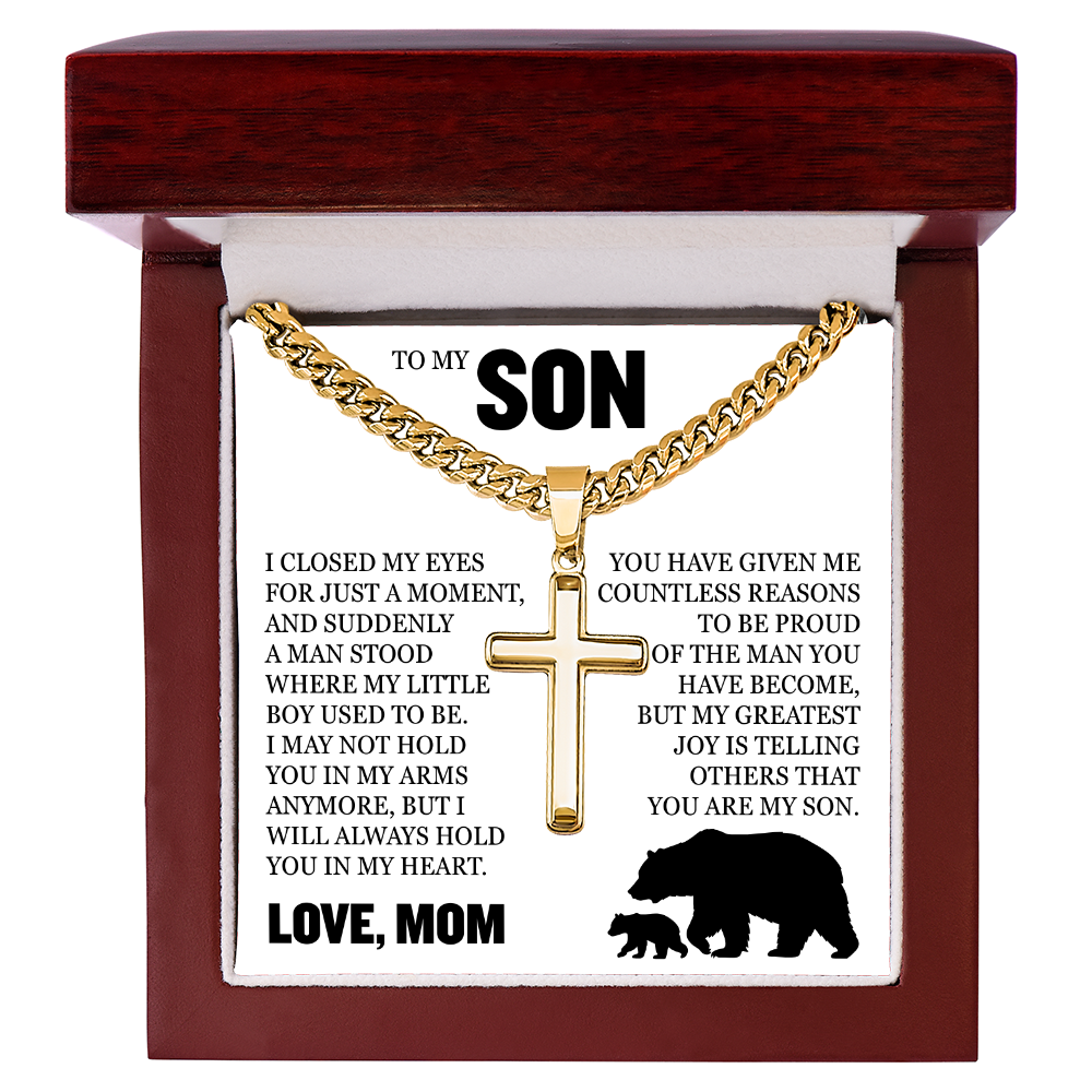Cross Cuban Link Chain - To My Son "Proud of The Man You have Become"