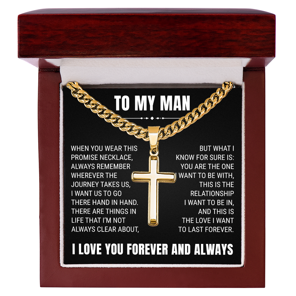 Cross Cuban Link Chain - To My Husband "You Are The One"