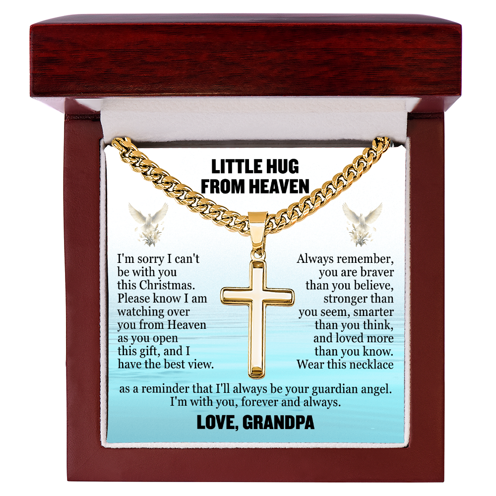 Cross Cuban Link Chain - Little Hug From Heaven From Grandpa