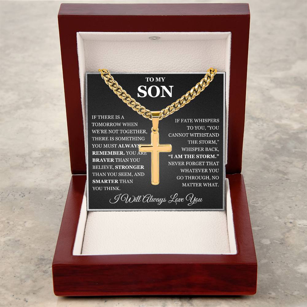 To My Son - Artisan Cross with Cuban Link Chain