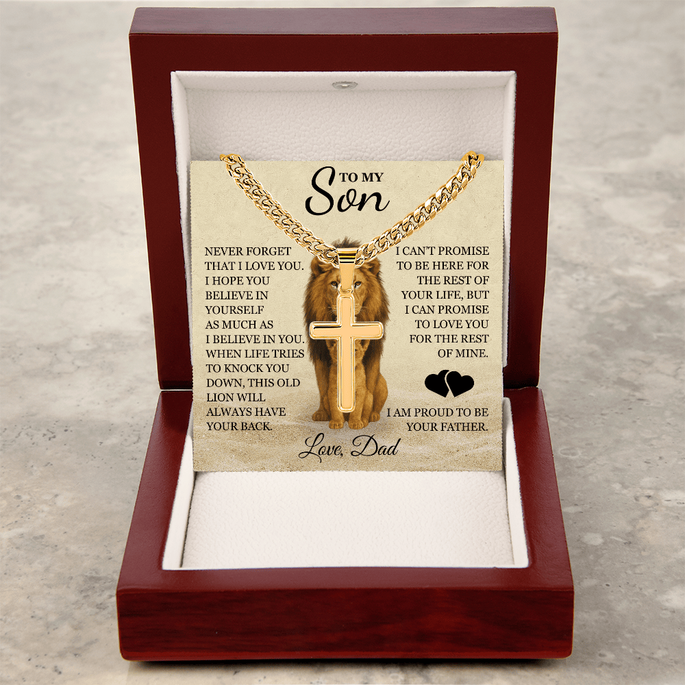 To My Son - Artisan Cross with Cuban Link Chain