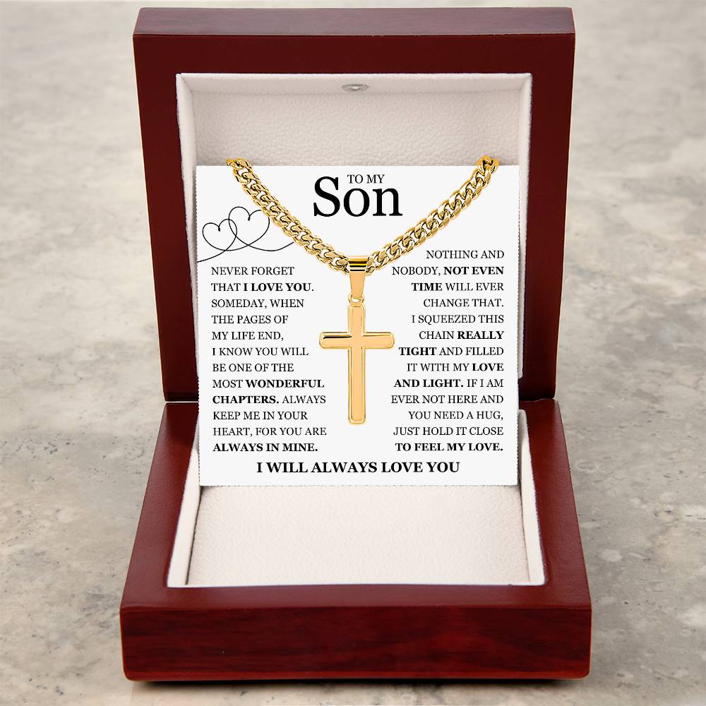 To My Son - Artisan Cross with Cuban Link Chain