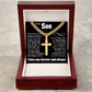 Cross Cuban Link Chain - To My Son "Never Give Up"