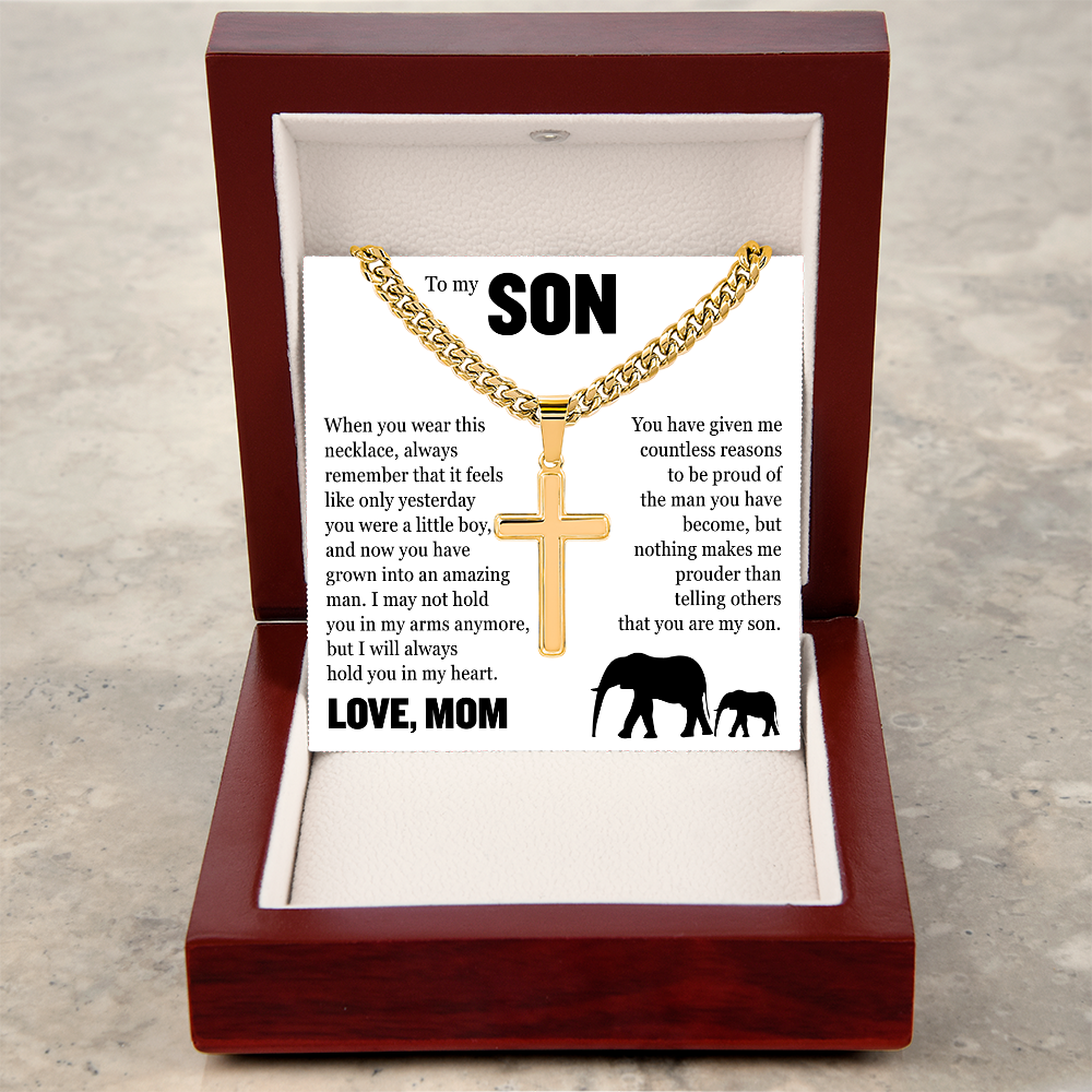 Cross Cuban Link Chain - To My Son "You Have Grown Into and Amazing Man"
