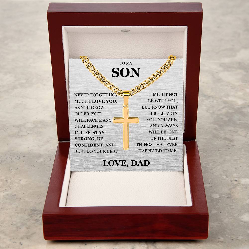 To My Son - Artisan Cross with Cuban Link Chain