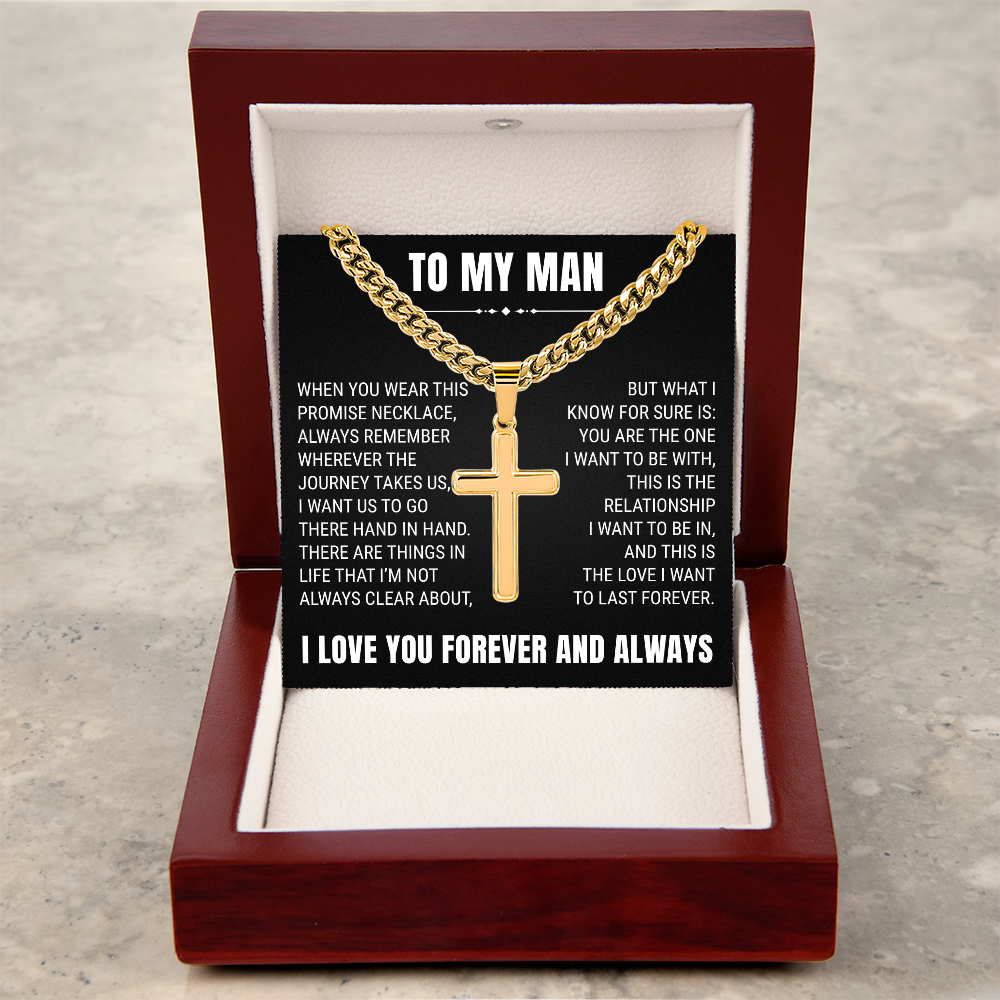 Cross Cuban Link Chain - To My Husband "You Are The One"
