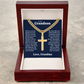 Cross Cuban Link Chain - To Our Grandson "We Love You"