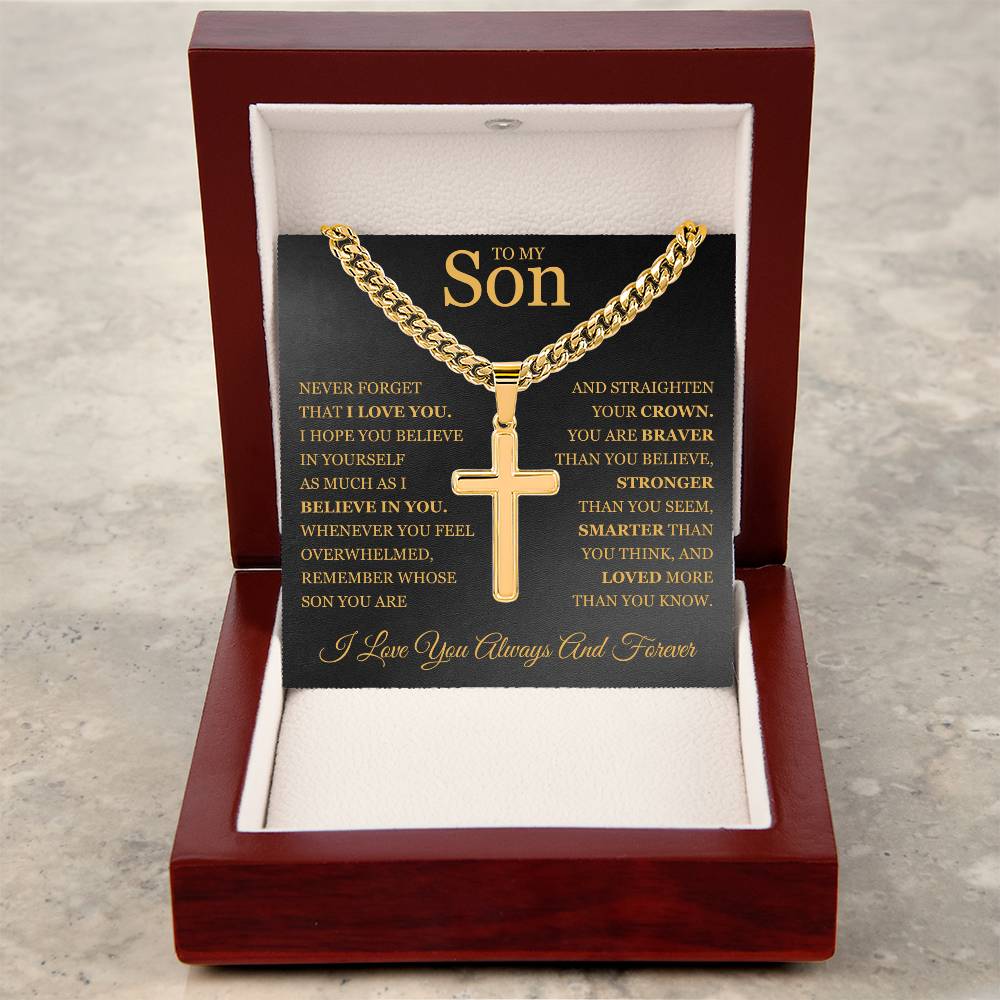 To My Son - Artisan Cross with Cuban Link Chain