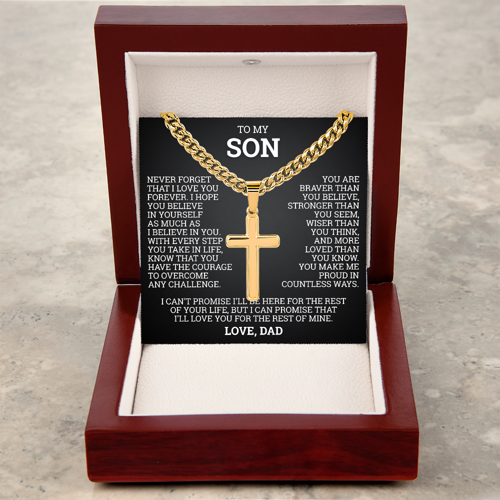 Cross Cuban Link Chain - To My Son "I Hope You Believe In Yourself"