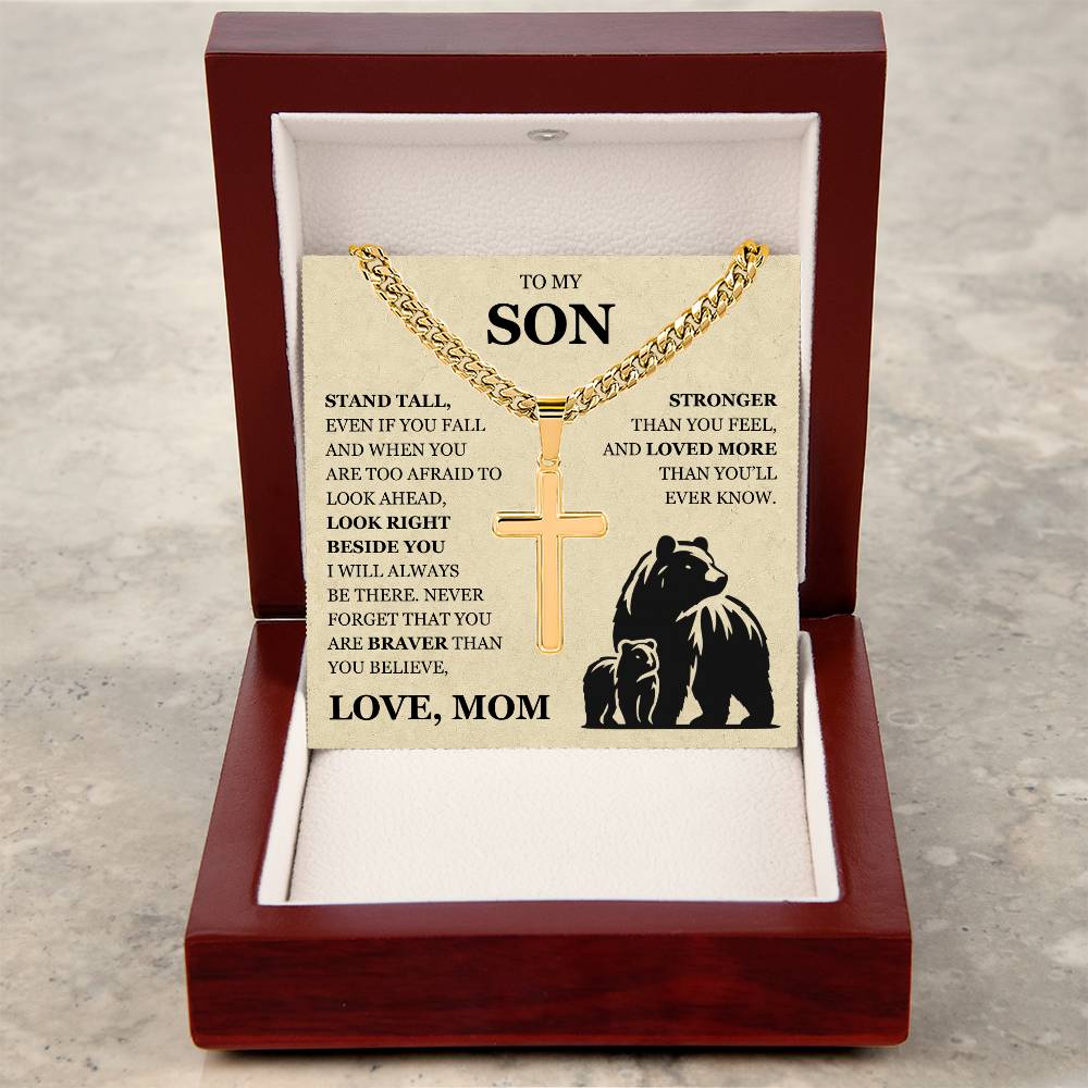 To My Son - Artisan Cross with Cuban Link Chain