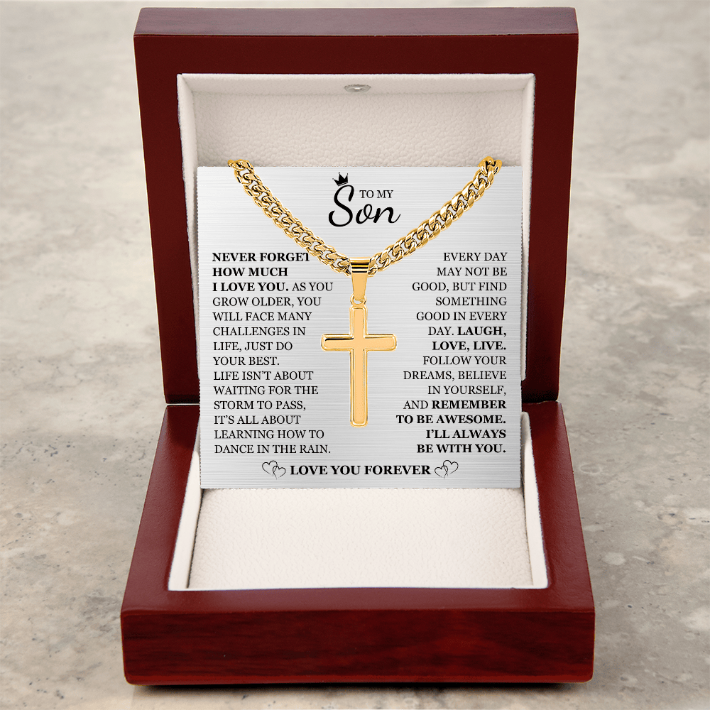 To My Son - Artisan Cross with Cuban Link Chain