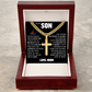 Cross Cuban Link Chain - To My Son "Never Forget That I Love You"