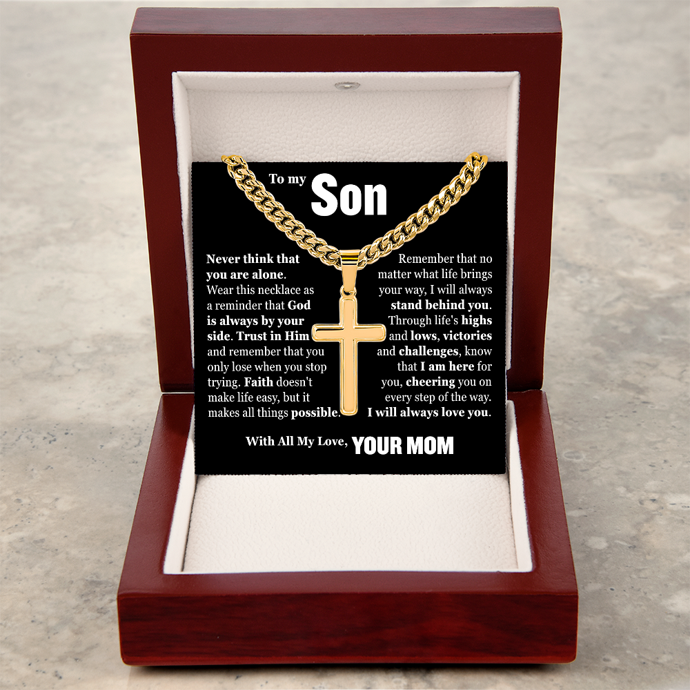 Cross Cuban Link Chain - To My Son "Trust in Him"