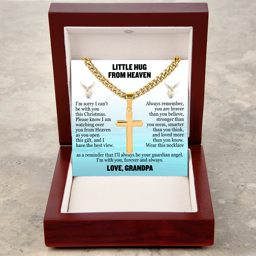 Cross Cuban Link Chain - Little Hug From Heaven From Grandpa