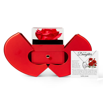 Forever Love Necklace with Red Heart Rose Box - To My Daughter