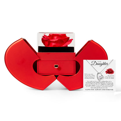 Forever Love Necklace with Red Heart Rose Box - To My Daughter "I Love You Always and Forever"