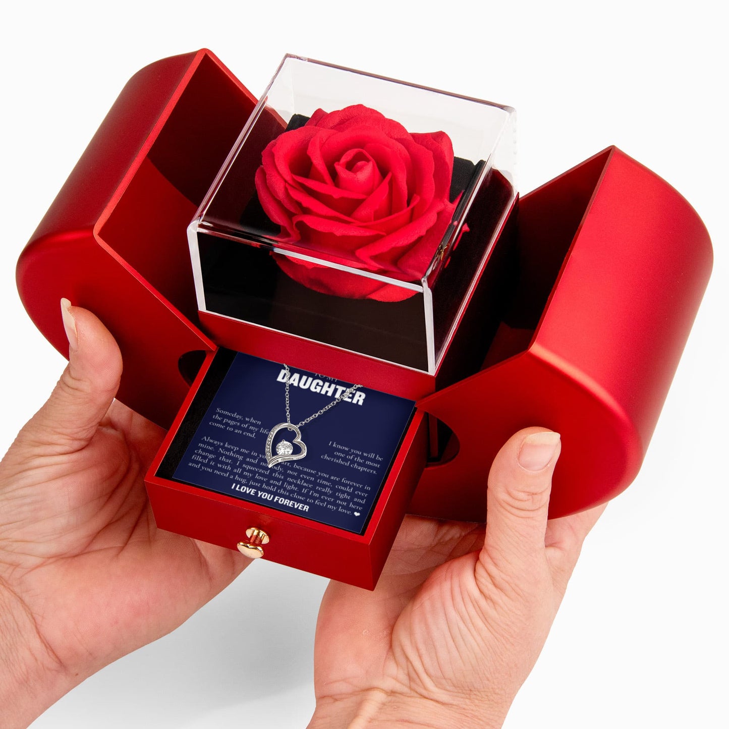 Forever Love Necklace with Rose Box - To My Daughter "Always Keep Me In Your Heart"
