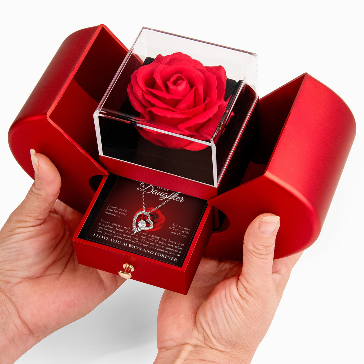 Forever Love Necklace with Rose Box - To My Daughter "I Love You Always and Forever"