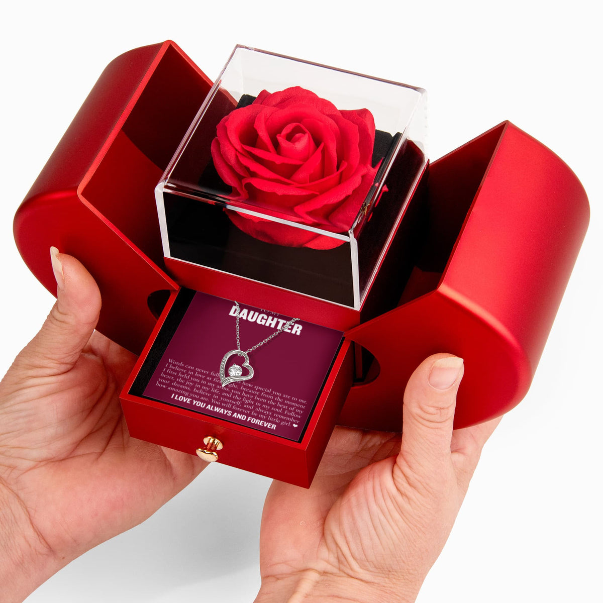 Forever Love Necklace with Rose Box - To My Daughter "Believe In Yourself"