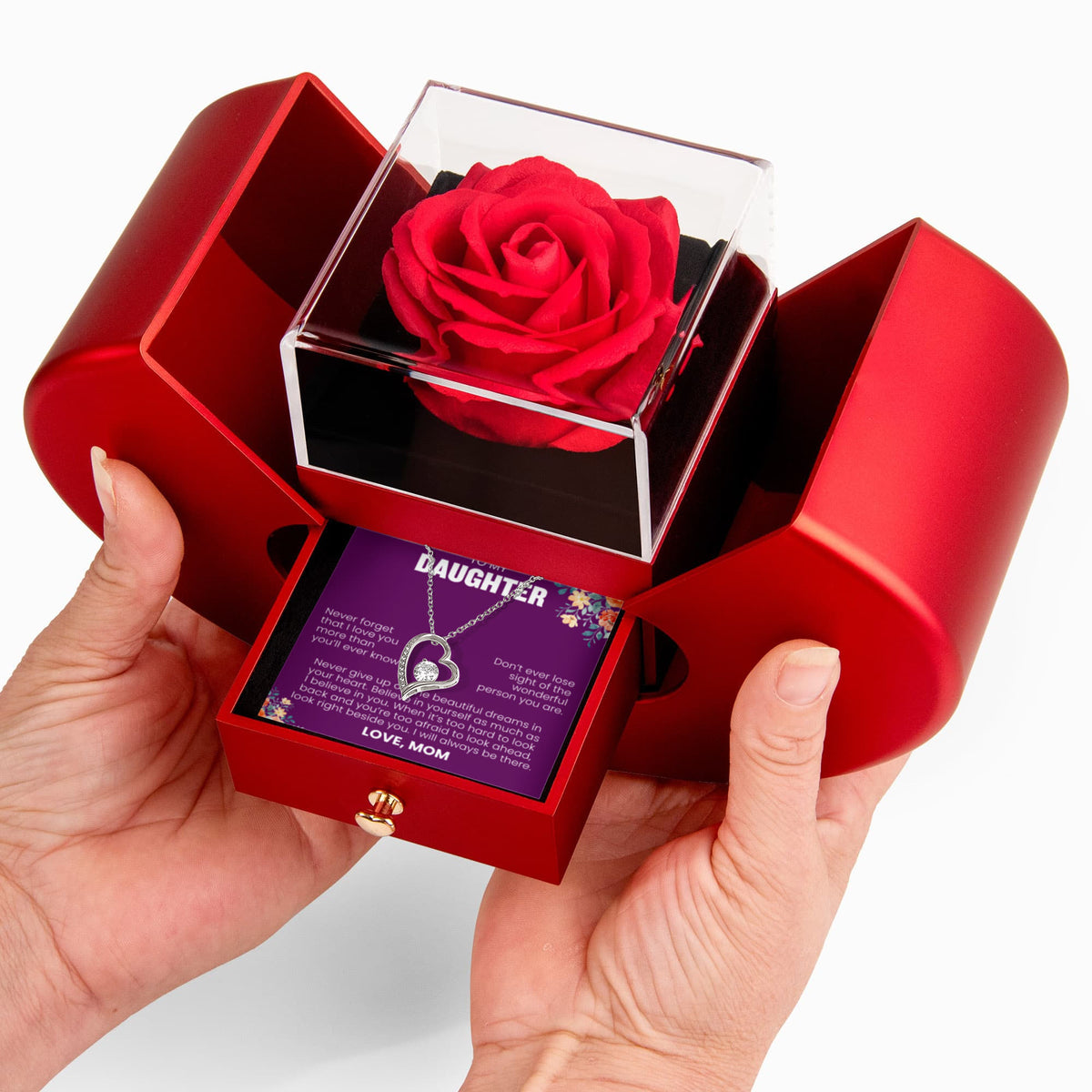 Forever Love Necklace with Rose Box - To My Daughter "Never Forget That I Love You"