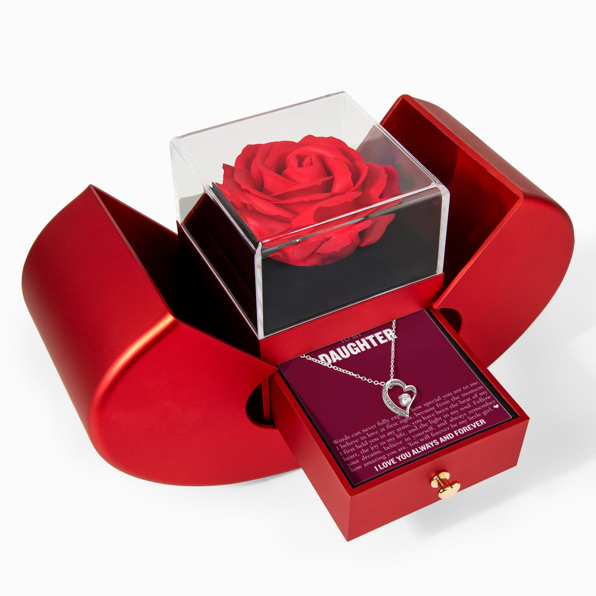 Forever Love Necklace with Rose Box - To My Daughter "Believe In Yourself"