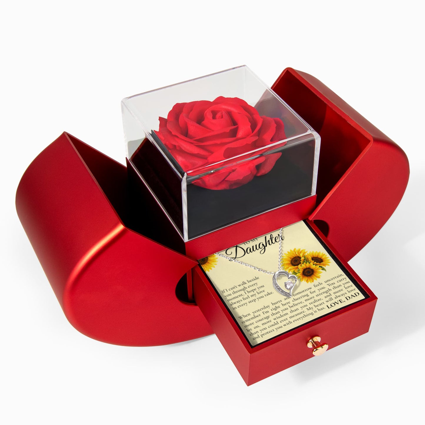 Forever Love Necklace with Rose Box - To My Daughter "I'm Right Here Cheering For You"
