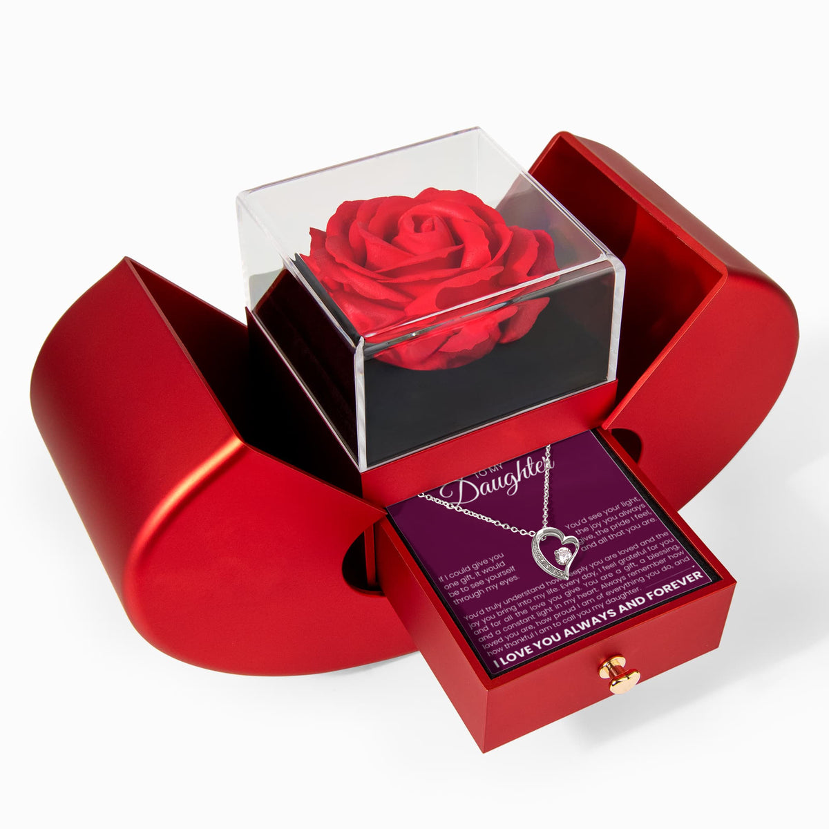 Forever Love Necklace with Rose Box - To My Daughter "I Feel Grateful For You"